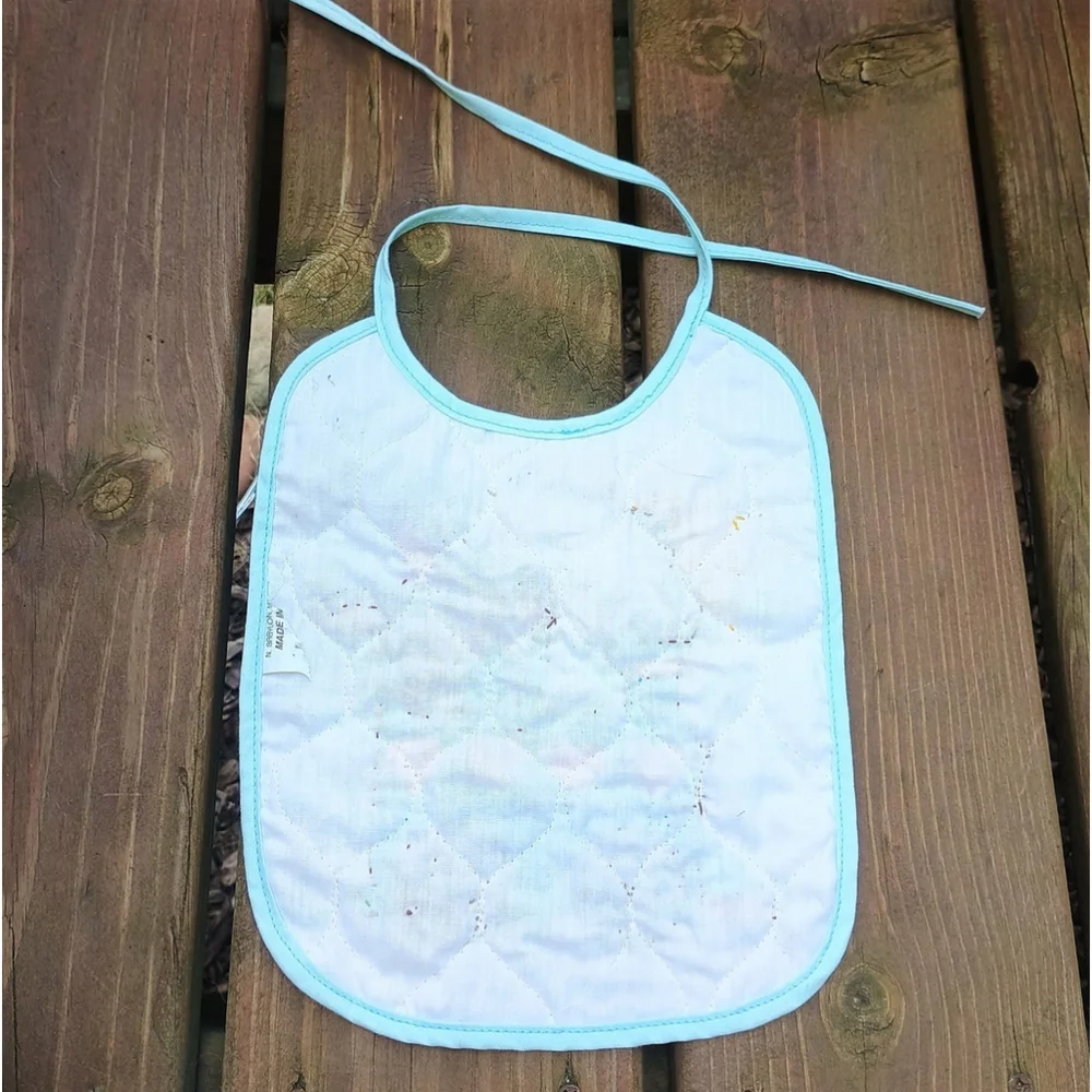 Vintage Bucilla Baby Bib Cross Stitch Bunny Rabbit On Train Unisex